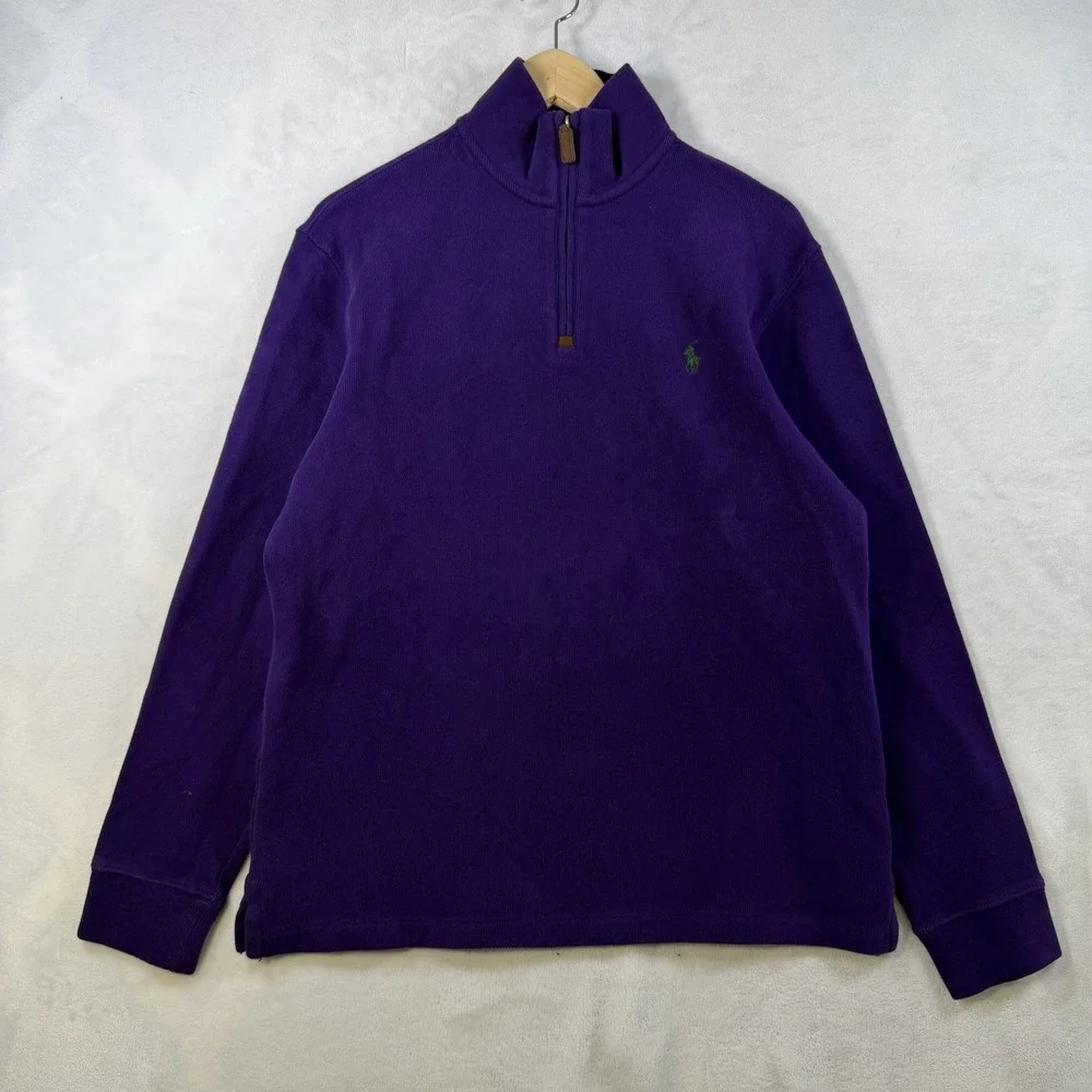 Polo Ralph Lauren Purple 1/4 Zip Pullover Long Sleeve Sweater Men's Medium